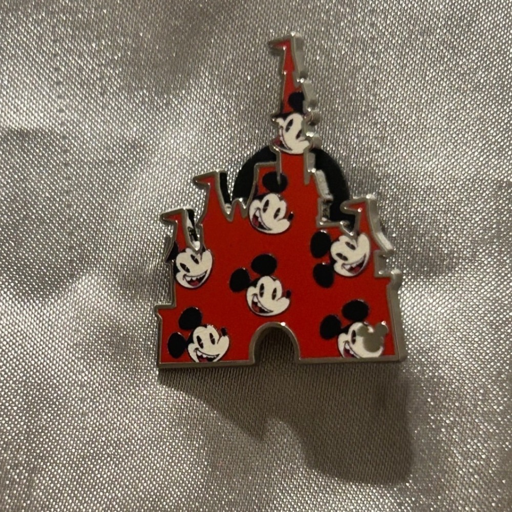 Disney Parks Hidden Mickey Castle Pin Red Mickey Mouse Face 2013 Enamel Trading